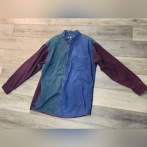 American Blue Men's Multicolor Denim Button Down Long Sleeve Size   Large